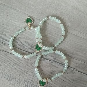 Elegant Green Beaded Bracelet Set